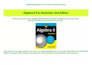 DOWNLOAD Algebra II For Dummies  2nd Edition EBook