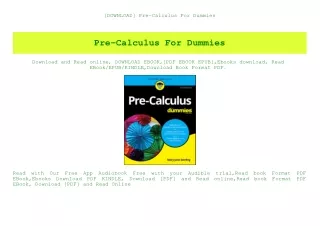 [DOWNLOAD] Pre-Calculus For Dummies (DOWNLOAD E.B.O.O.K.^)