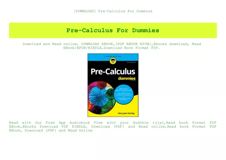 download pre calculus for dummies