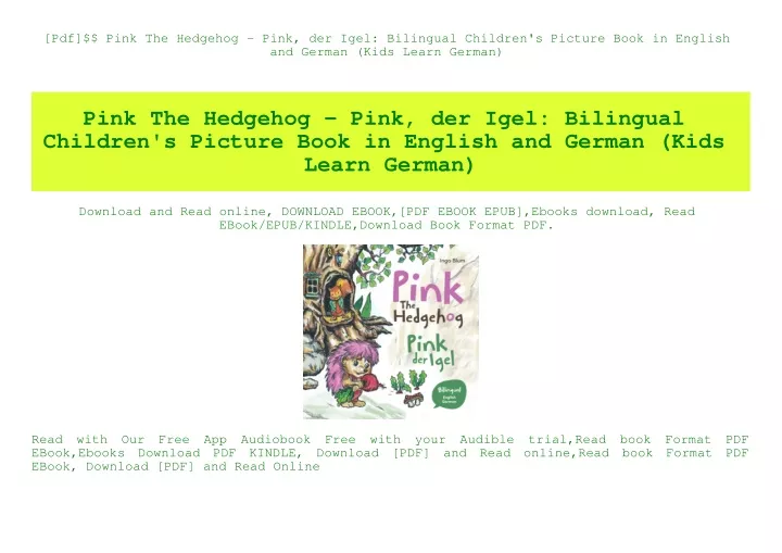 pdf pink the hedgehog pink der igel bilingual