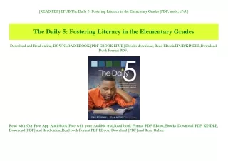 [READ PDF] EPUB The Daily 5 Fostering Literacy in the Elementary Grades [PDF  mobi  ePub]