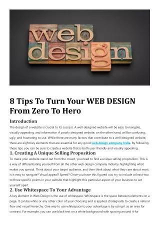8 Tips To Turn Your WEB DESIGN From Zero To Hero