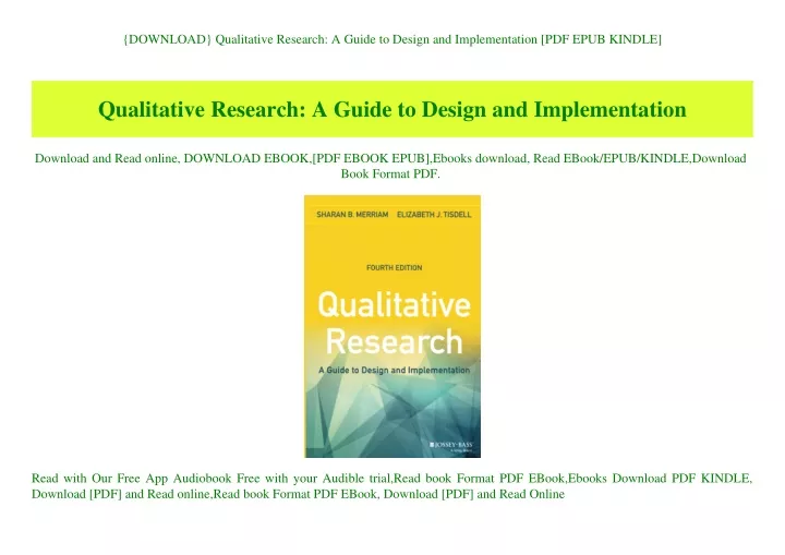 PPT - {DOWNLOAD} Qualitative Research A Guide To Design And ...