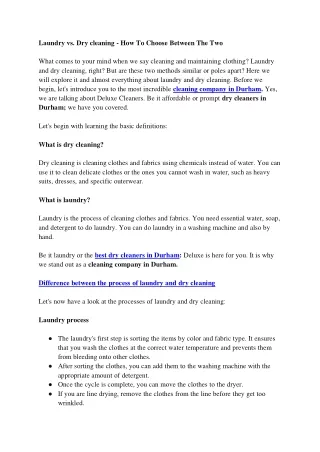Laundry vs Dry cleaning - How To Choose Between The Two