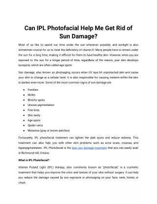 Can IPL Photofacial Help Me Get Rid of Sun Damage_