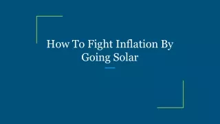 how to fight inflation by going solar