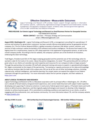 Esri Selects Logical Technology and Research as Business Partner for Geospatial