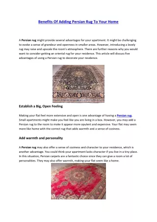benefits of adding persian rug to your home