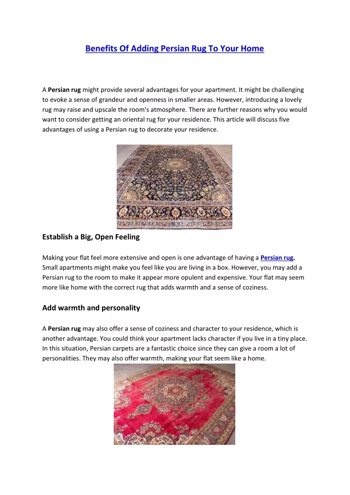 benefits of adding persian rug to your home
