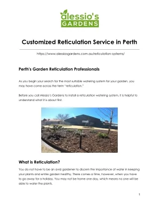 Customised Reticulation Service in Perth
