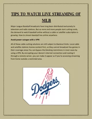 tips to watch live streaming of mlb