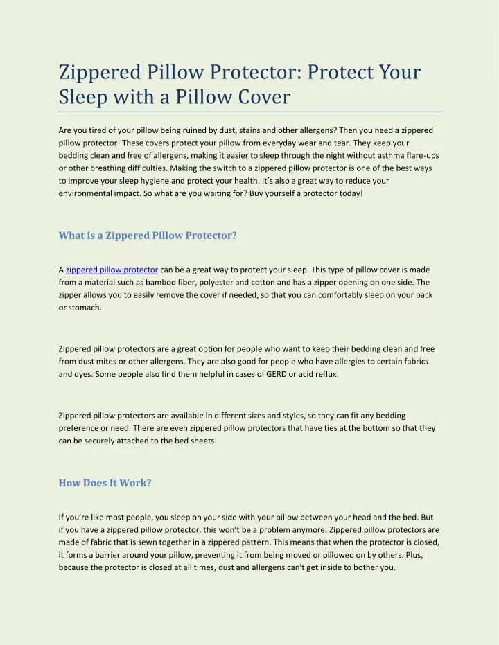 zippered pillow protector protect your sleep with