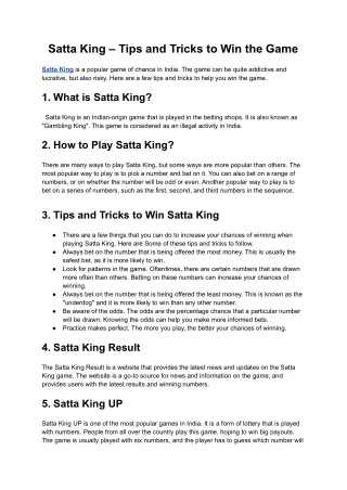 satta king tips and tricks to win the game