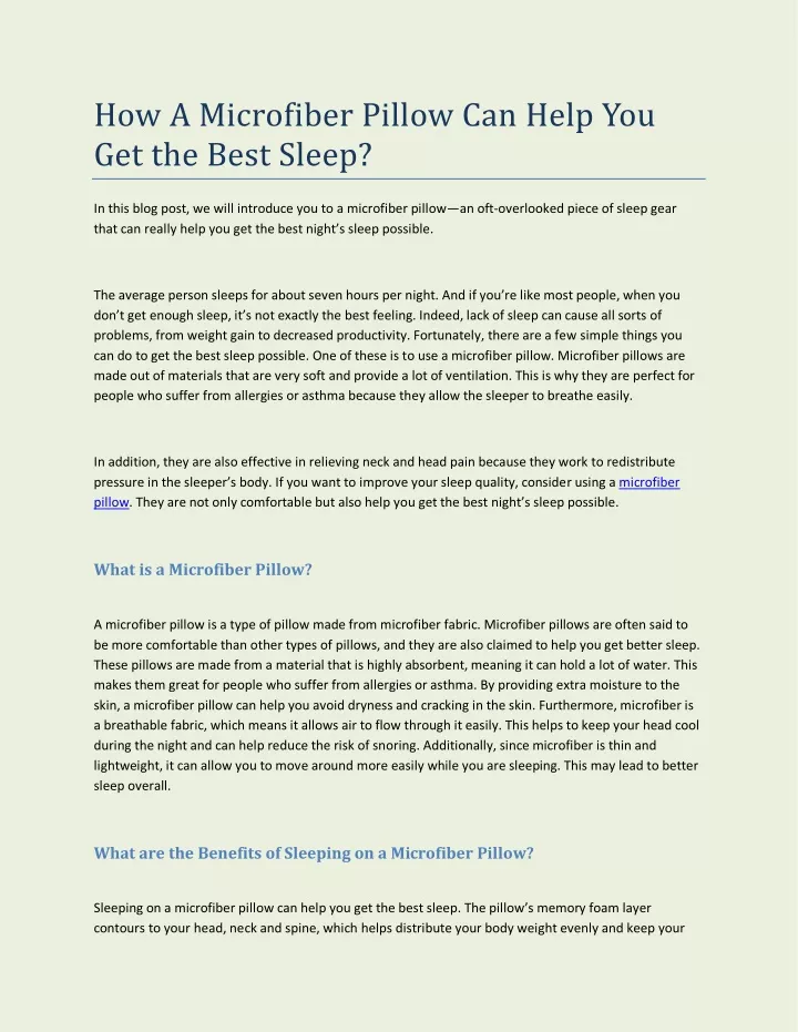 how a microfiber pillow can help you get the best