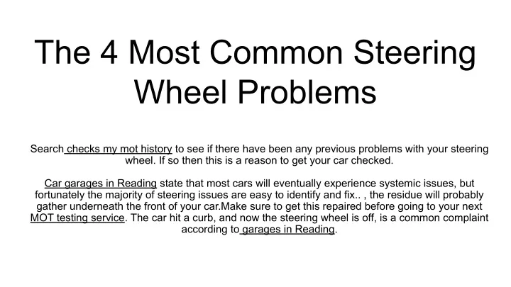 the 4 most common steering wheel problems