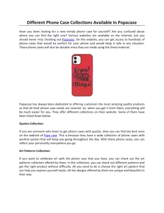 Different Phone Case Collections Available In Popacase