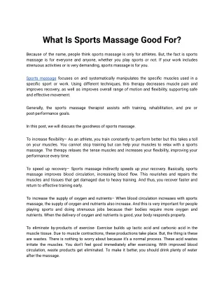 What Is Sports Massage Good For_