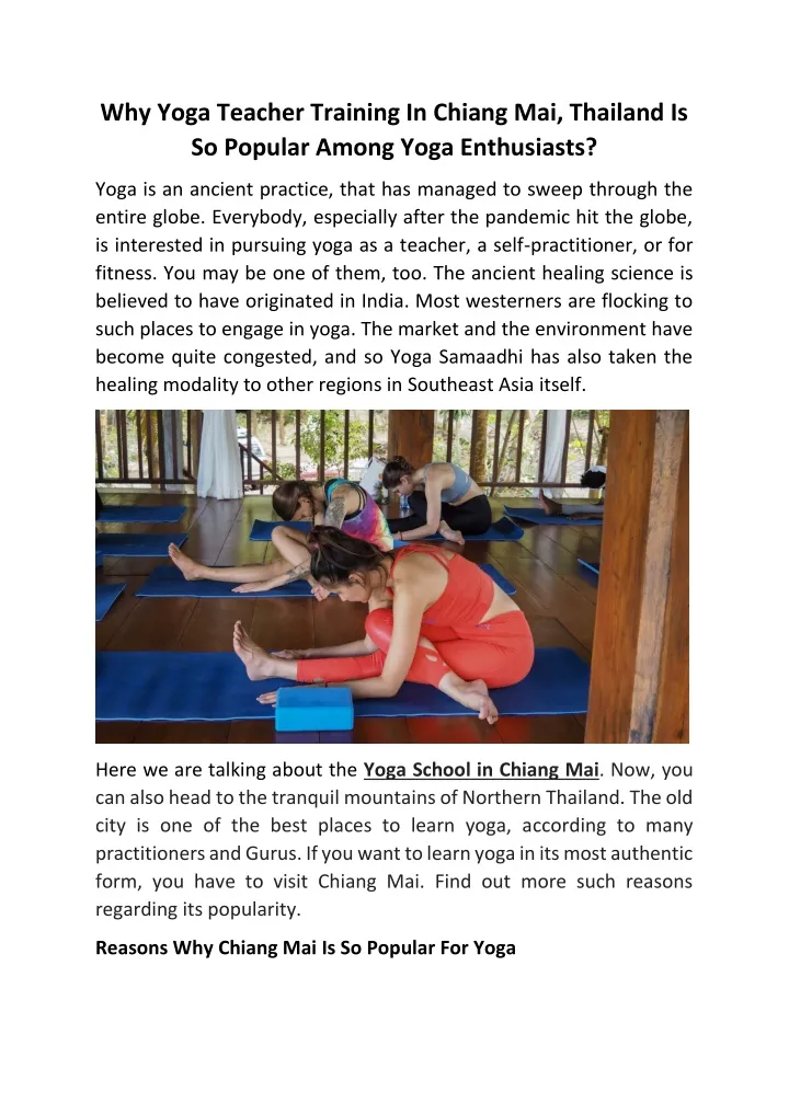 why yoga teacher training in chiang mai thailand