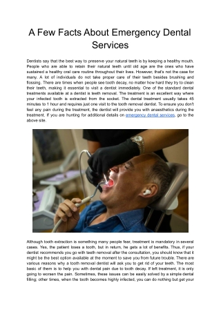 A Few Facts About Emergency Dental Services
