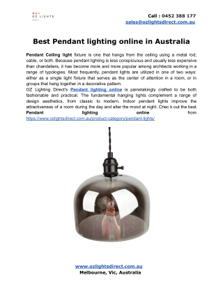 Best Pendant lighting online in Australia