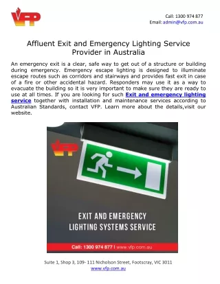 Affluent Exit and Emergency Lighting Service Provider in Australia