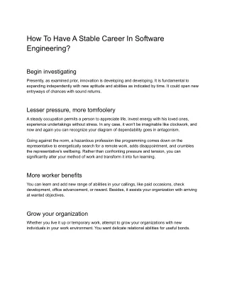 How To Have A Stable Career In Software Engineering