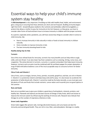 Essential Ways To Help Your Child's Immune System Stay Healthy