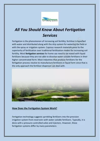 All You Should Know About Fertigation Services