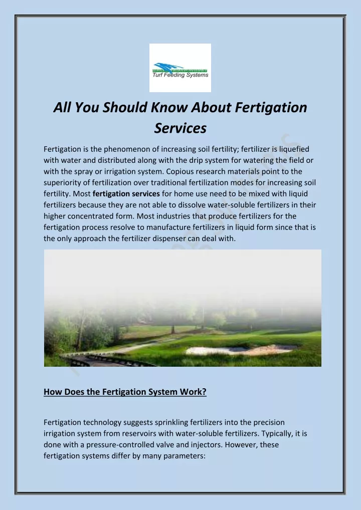 all you should know about fertigation services