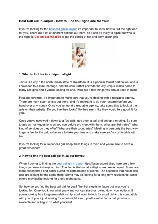 best call girl in jaipur how to find the right