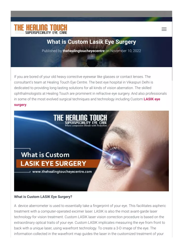 what is custom lasik eye surgery