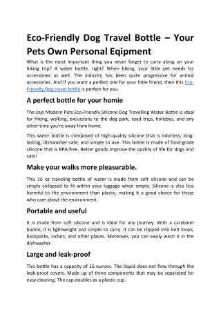 Eco-Friendly Dog Travel Bottle – Your Pets Own Personal Eqipment (Earth Flourish)