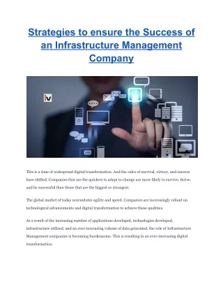 Strategies to ensure the Success of an Infrastructure Management Company