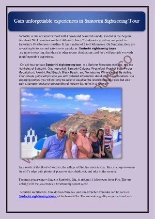 gain unforgettable experiences in santorini