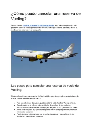 c mo puedo cancelar una reserva de vueling