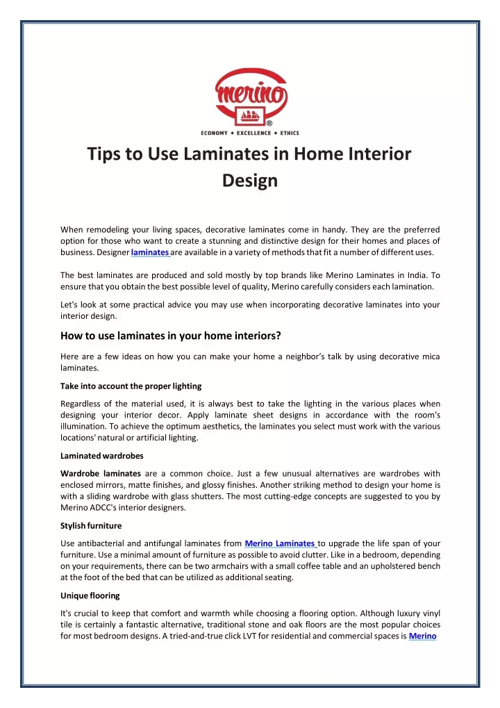 tips to use laminates in home interior design