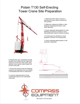 potain t 130 self erecting tower crane site