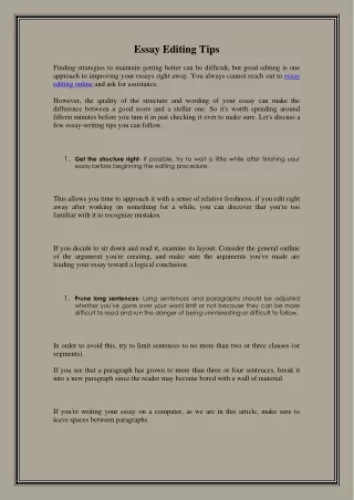 Essay Editing Tips