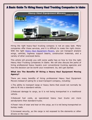 Heavy haul equipment movers