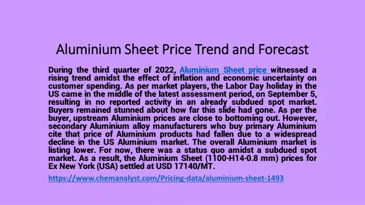 aluminium sheet price trend and forecast