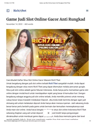 Game Judi Slot Online Gacor Anti Rungkad _ Rich77bet