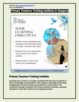 Learning Teaching: Primary Teachers Training Institute