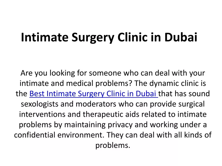 intimate surgery clinic in dubai