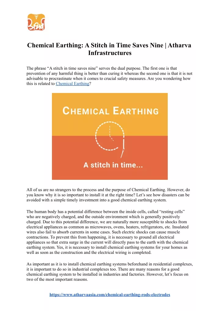 chemical earthing a stitch in time saves nine