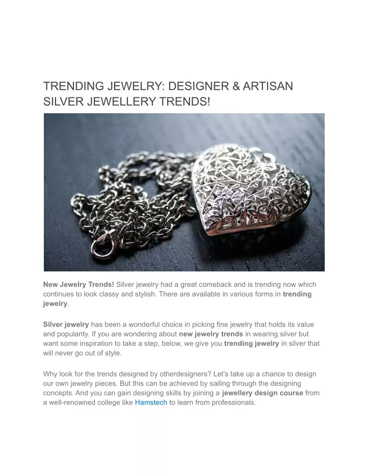 trending jewelry designer artisan silver