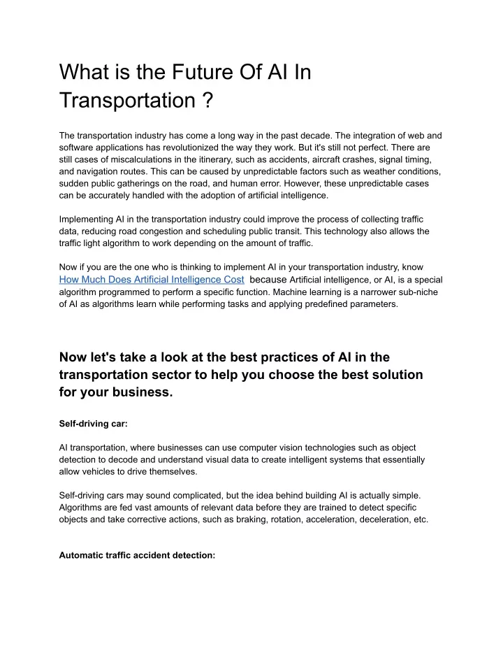 what is the future of ai in transportation