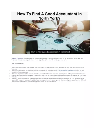 How To Find A Good Accountant in North York