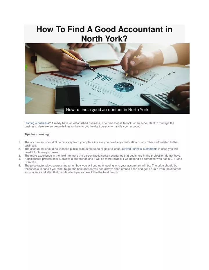 how to find a good accountant in north york