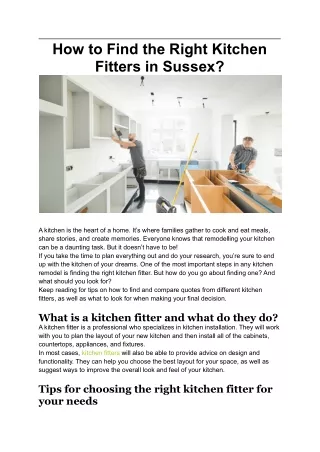 How to Find the Right Kitchen Fitters in Sussex_
