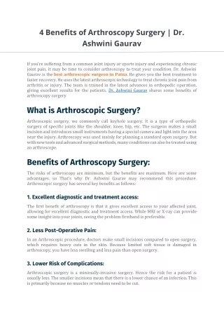 4 benefits of arthroscopy surgery dr ashwini